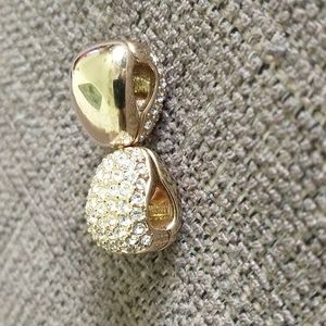 Pair of reversible magnetic gold earrings with faux diamonds